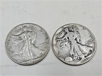 2-  1941 D  Walking Liberty Silver Half Dollar