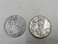 2-1941 S Walking Liberty Silver Half Dollars