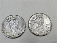 2- 1941 D Walking Liberty Silver Half Dollars