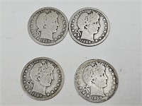 1908 O & D  Barber Silver Quarters