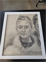 Pencil drawing picture in frame