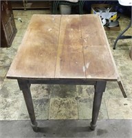 Antique Wooden Table, with/1 Fold Down Wing,
