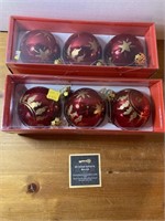 Set of 6 Red & Gold Sun & Stars Decoration Balls