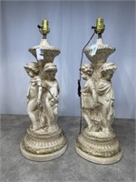 Antique figural ceramic table lamps,