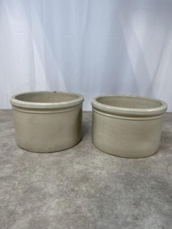 Pair of stoneware pottery crocks