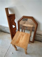 Wooden Table, Coat Rack and Mirror