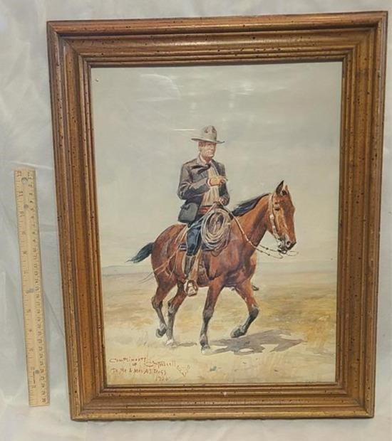 Charlie Russell framed print with dedication