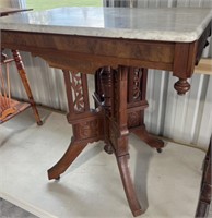 Walnut Victorian table with marble top