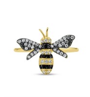 Sterling Silver Bumble Bee Multi Crystal Ring