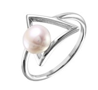 Sterling Silver Triangle Freshwater Pearl Ring
