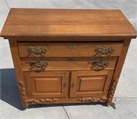 Oak 2-drawer Washstand, Antique