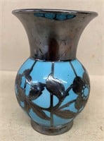 F.W. Spahr art deco silver overlay porcelain vase