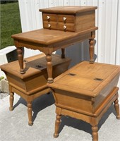 (2) Doughbox End Tables &, Maple / 2-drawer table