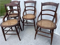 (4) Rush Bottom Walnut Chairs