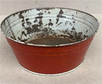 Small red paint galvanized pan