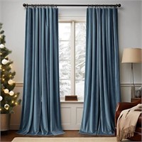 Lazzzy Velvet Curtains Blue 96 Inches Long Heavy