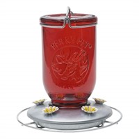 Perky-Pet 786 Red Mason Jar Glass Hummingbird