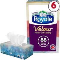 Royale Velour 3 Ply Facial Tissues, 6 Flat Boxes,