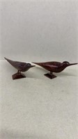 Pair of hand carved wooden birds