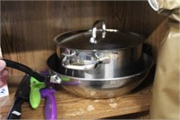 STAINLESS WOK PAN - POT WITH LID