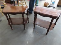 (2) 1/2Moon Antique Wooden Accent Tables 24"