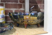 CARNIVAL GLASS FOOTED CONSOLE BOWL