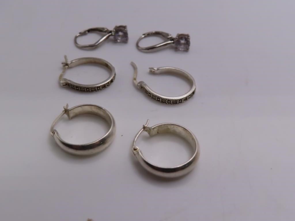 (3) Sterling Silver Earrings Loop 3/4"ish 6.8g