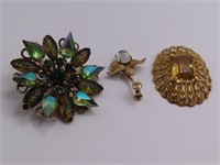 (3) vintage Costume & Bling Pins
