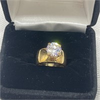 10K Gold Plate & CZ Stone Ring