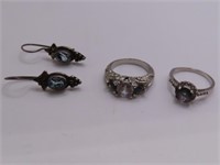 (3pcs) Sterling Jewelry 2~sz7 Rings + Earrings