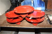 RED LACQUER ASIAN FOOTED PLATES W/ STORAGE BOX
