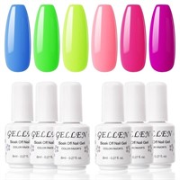Gellen Gel Nail Polish Kit, Colorful Neon 6