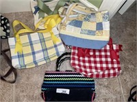 Five handmade purses