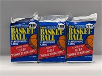 3 Packs 1991 Fleer Basketball 53 cards Jumbo Packs
