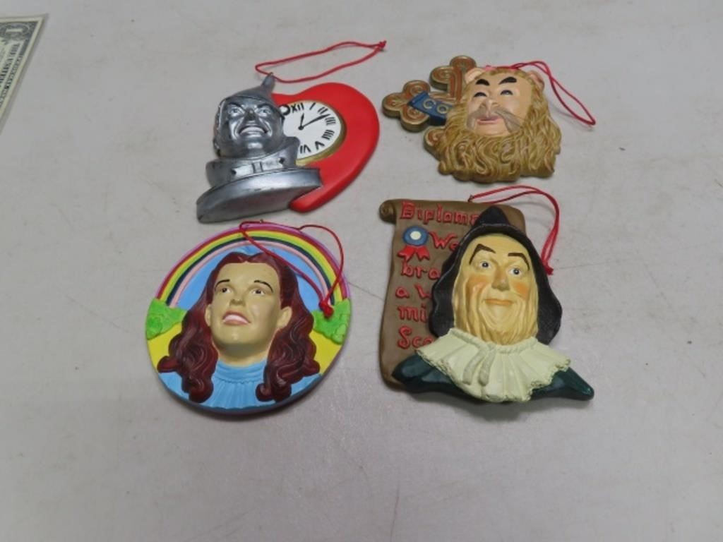 (4) 1999 Wizard Of Oz Hanging Ornaments~Decor 3"