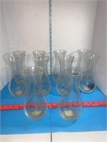 10 clear glass vases NEW w/etched style decoration