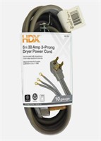 HDX 6Ft. 6/3 30 Amp 3-Prong Dryer Power Cord, Grey