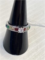 Ring Size 7 w/multi color .925
