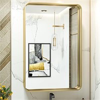 Deep Set Wall Mounted Bathroom Mirror 24"x36",Gold