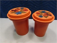 (2) Poly Orange MCM Cannisters by Rubbermaid