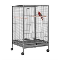 30" Iron Bird Cage with Rolling Stand, Black