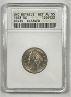 1883 Liberty Head Nickel With CENTS ANACS UNC