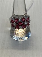 Ring Size 8 1/2 w/clusters of Rubies & CZ .925