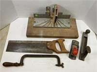 miter saw, wood wrasp, early cast hacksaw saw