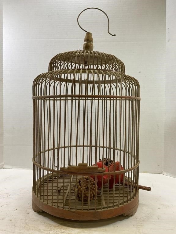 vintage wooden bird cage - 18" tall