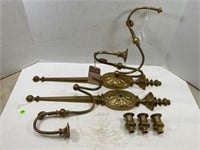 lot of 2 ornate brass wall sconces - for parts or