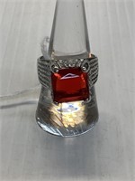 Ring Size 8 1/2 w large Ruby .925s