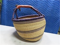 Artisan Signed Handmade GHANA 15" Woven Basket