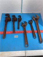 Tools 3 pipe wrenches 3 Crescent wrenches