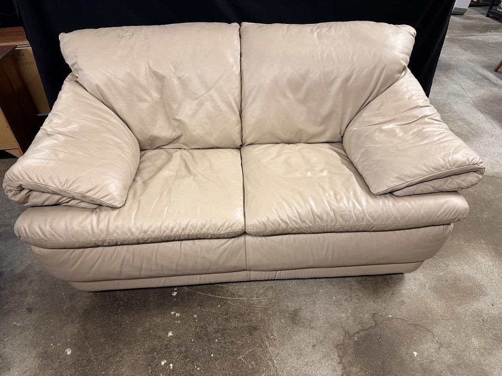 Leather Tan Loveseat - NO FLAWS